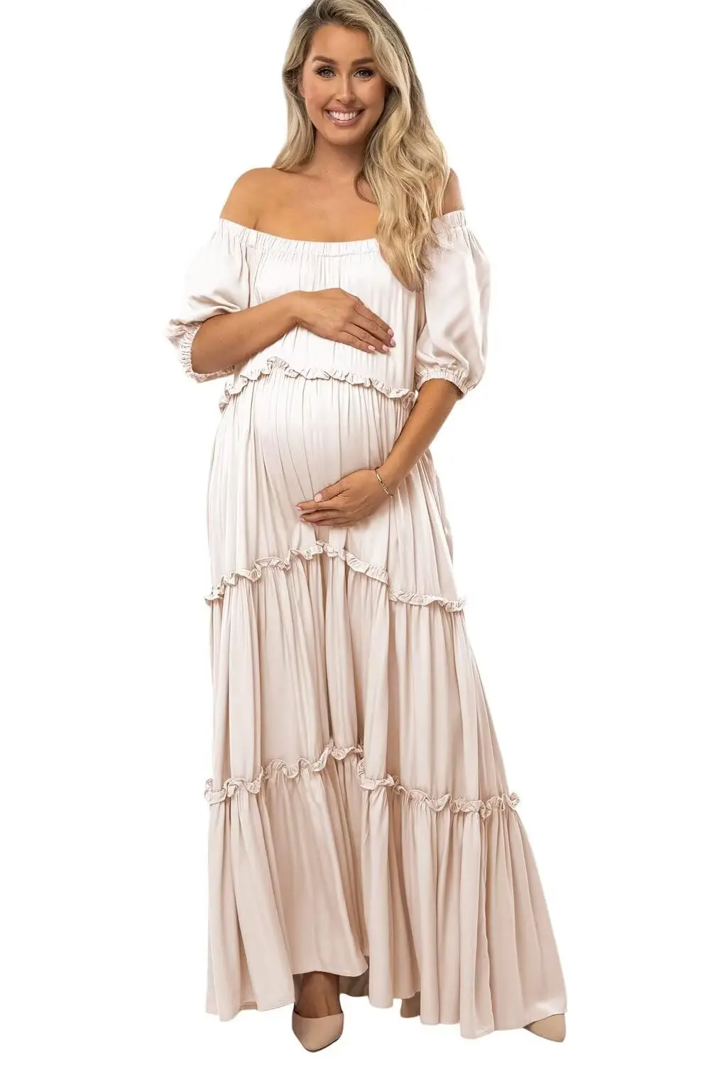 Boho Off Shoulder Maternity Photoshoot Dresses Long Maxi Strapless Dresses Long Formal Dresses Bridesmaid Dress