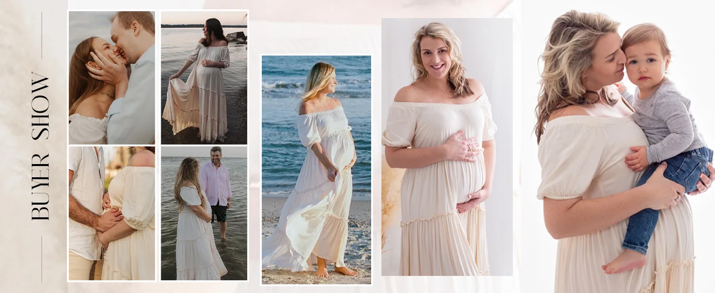 Boho Off Shoulder Maternity Photoshoot Dresses Long Maxi Strapless Dresses Long Formal Dresses Bridesmaid Dress
