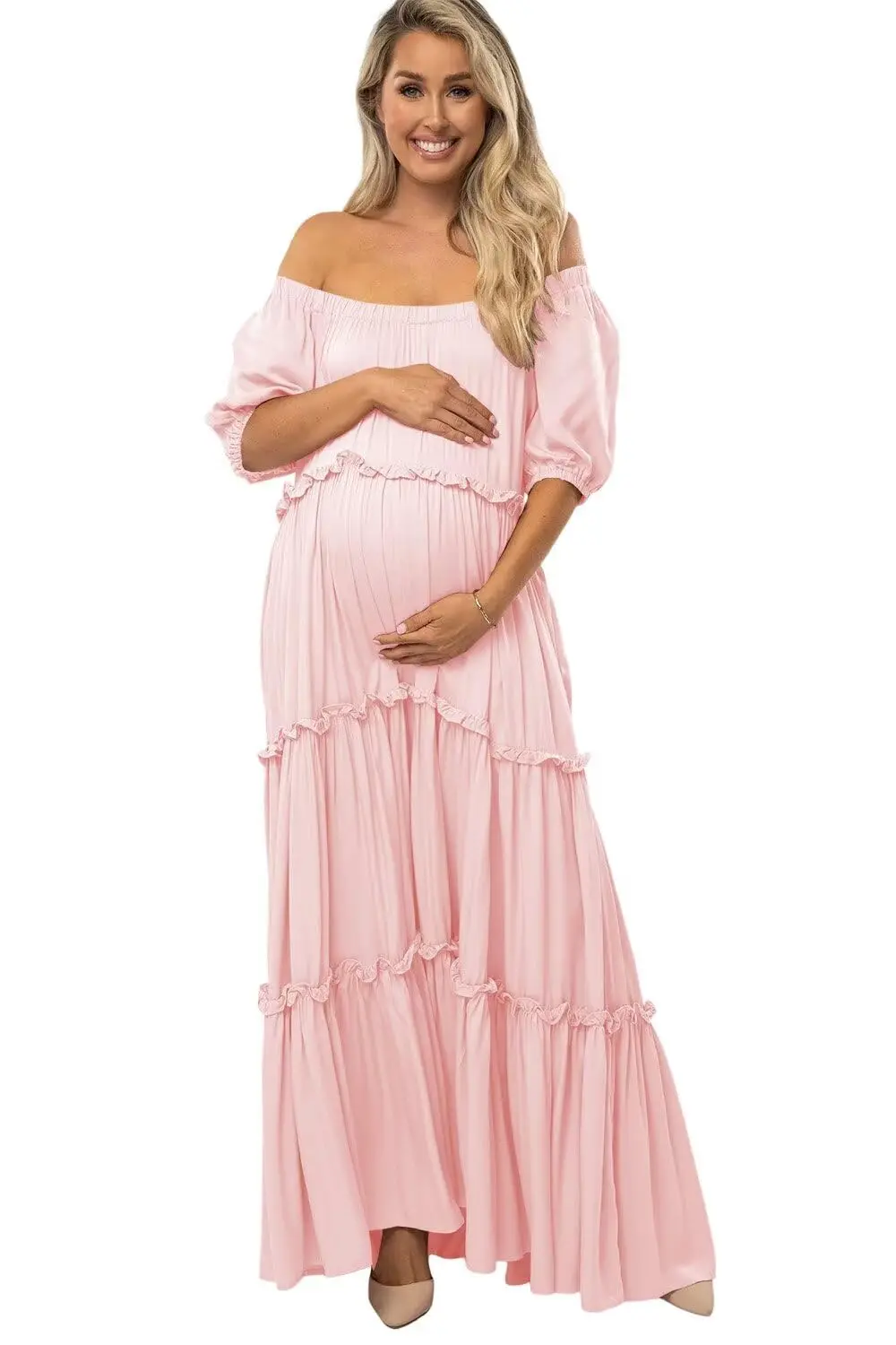 Boho Off Shoulder Maternity Photoshoot Dresses Long Maxi Strapless Dresses Long Formal Dresses Bridesmaid Dress