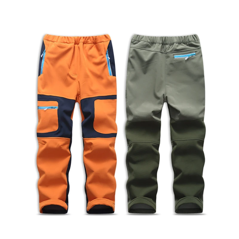 2026 Fashion Brand Waterproof Boy Girl kids Pants Warm Trousers Sporty Climbing leggings Children Patchwork Soft Shell Outfits