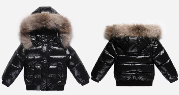 2-10Y Children's Genuine Down Jacket Kids Large Fur Collar Thickened Boys Girls Warm Jacket Waterproof Teenagers Winter Coat