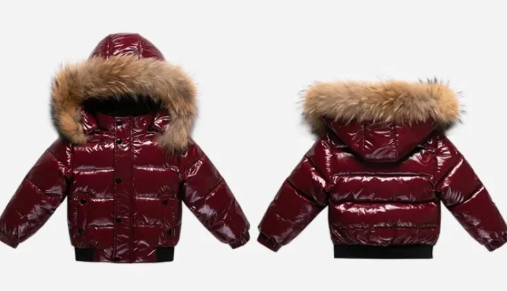 2-10Y Children's Genuine Down Jacket Kids Large Fur Collar Thickened Boys Girls Warm Jacket Waterproof Teenagers Winter Coat