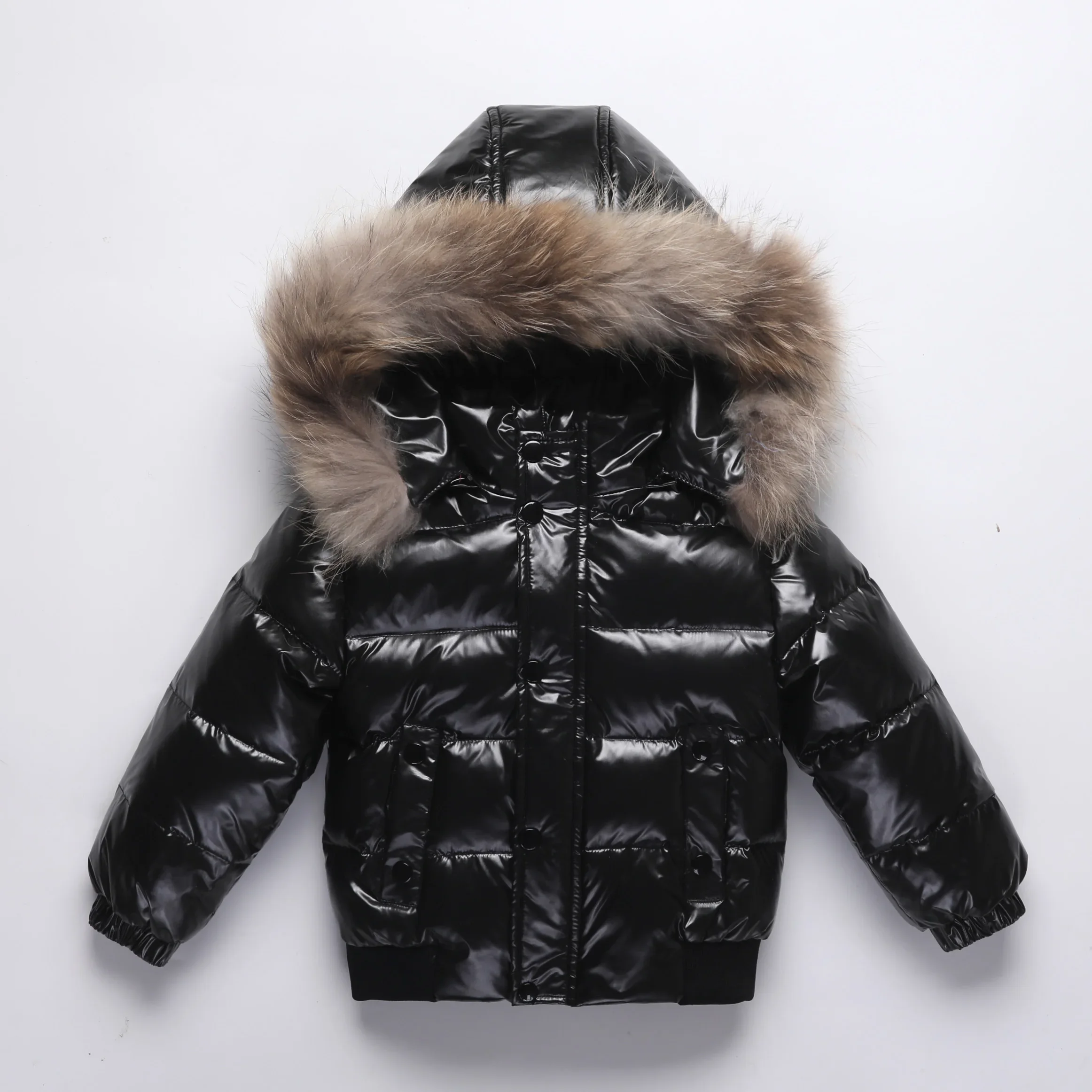 2-10Y Children's Genuine Down Jacket Kids Large Fur Collar Thickened Boys Girls Warm Jacket Waterproof Teenagers Winter Coat