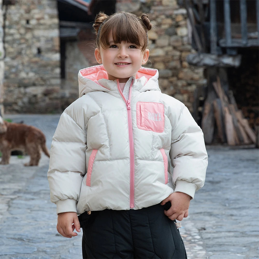 Dave Bella Children's Down Jacket Winter New Collection Girls Boys Long Sleeve Hooded Top Kids' Warm Fashion Coat DB4253608