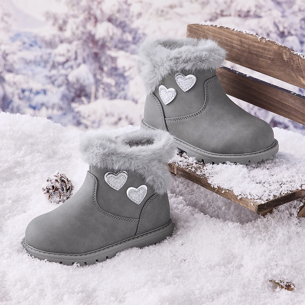 Dave Bella Winter Kids Snow Boots Children's Thicken Warmth Plush Soft Bottom Baby Girls Ankle Boots Non-slip Footwear DB4253379