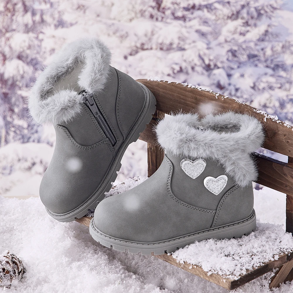 Dave Bella Winter Kids Snow Boots Children's Thicken Warmth Plush Soft Bottom Baby Girls Ankle Boots Non-slip Footwear DB4253379