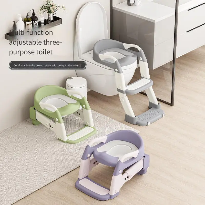 Kids Toilet Step Stool Potty Training Seat with Ladder Boys Girls Baby Toilet Seat Adjustable Step-on Stool for Adult Toilet