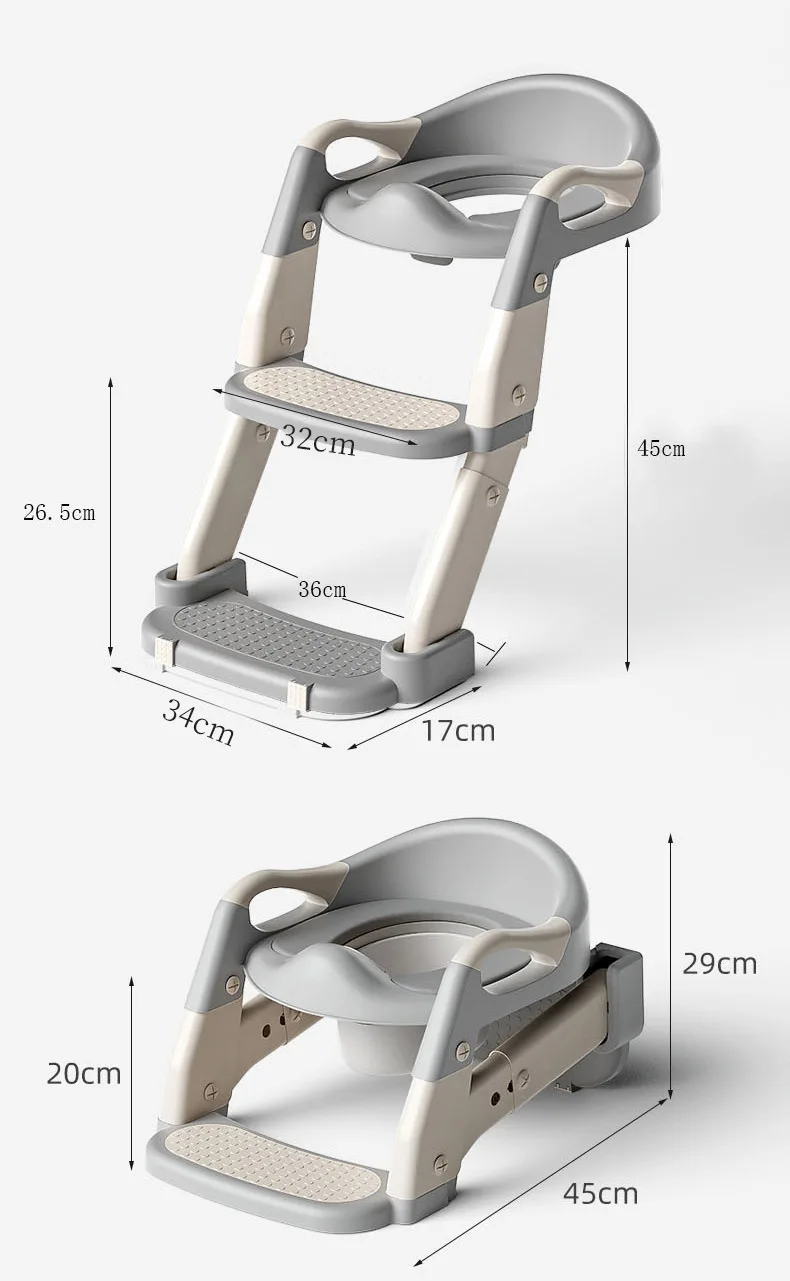 Kids Toilet Step Stool Potty Training Seat with Ladder Boys Girls Baby Toilet Seat Adjustable Step-on Stool for Adult Toilet