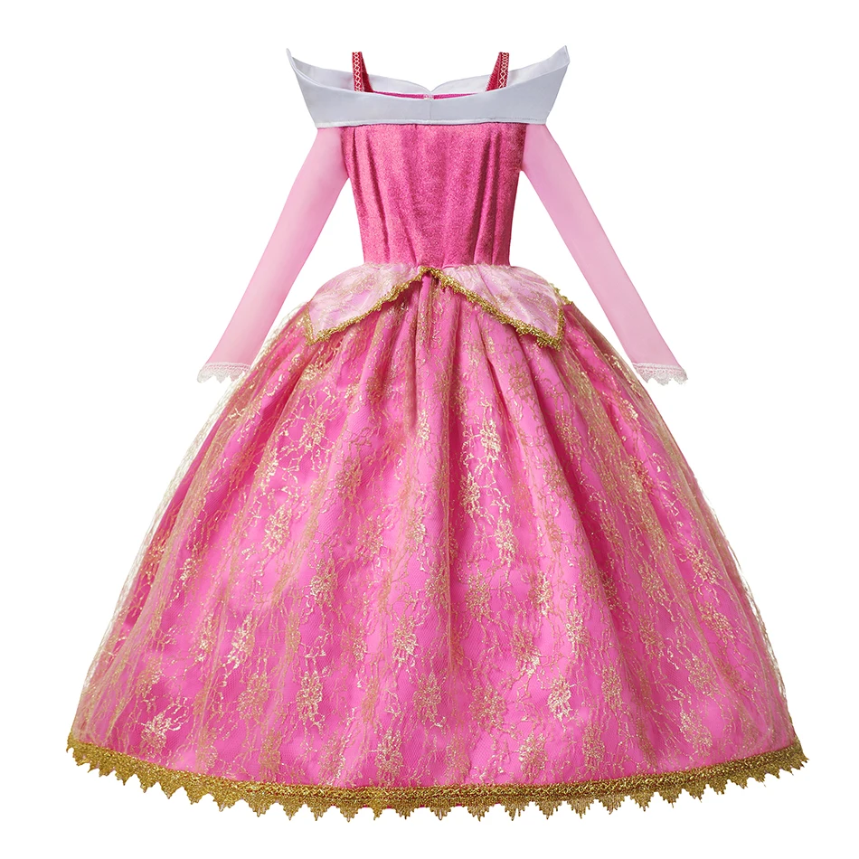 Girls Sleeping Aurora Beauty Princess Halloween Cosplay Dress Off Shoulder Kids Gift Carnival Party Fancy Ball Gown Clothing