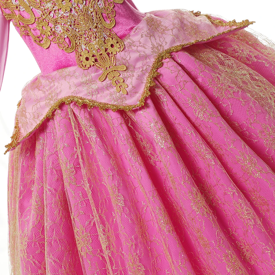 Girls Sleeping Aurora Beauty Princess Halloween Cosplay Dress Off Shoulder Kids Gift Carnival Party Fancy Ball Gown Clothing