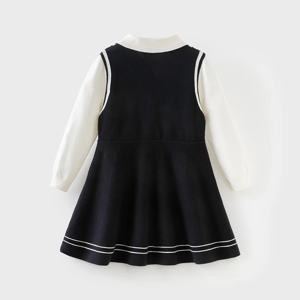 Dave Bella Children Dress Spring Autumn Long Sleeves Girls Cotton Skirts College Style Outerwear Elegant Kids Clothing DK3253682