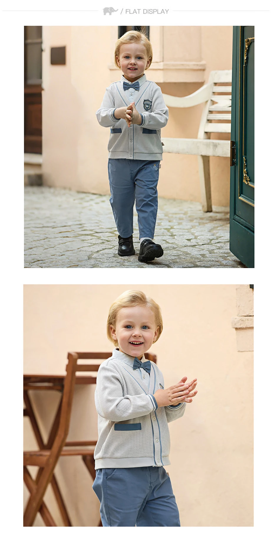 Dave Bella Boys Pants Set Spring Autumn Kids Fake Two-piece Coat Elastic Trousers Suits Soft Outdoor Children Clothing DB1260768