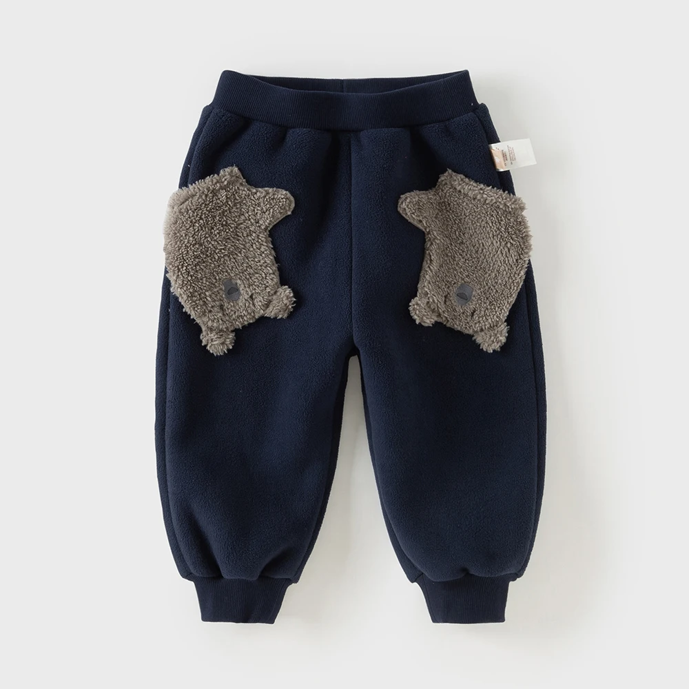 Dave Bella Boys Girls Baby Winter Casual Pants Loose Comfortable Fashion Cute Children's Velvet Trousers Outdoor Warm DB4254872