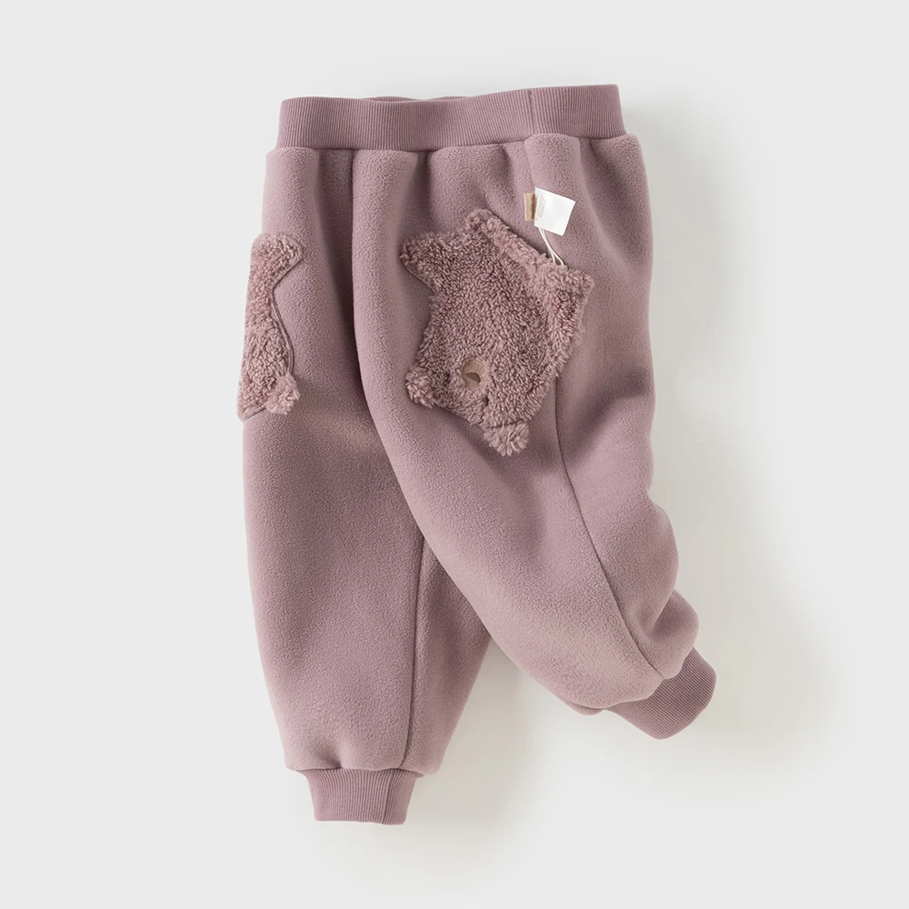 Dave Bella Boys Girls Baby Winter Casual Pants Loose Comfortable Fashion Cute Children's Velvet Trousers Outdoor Warm DB4254872