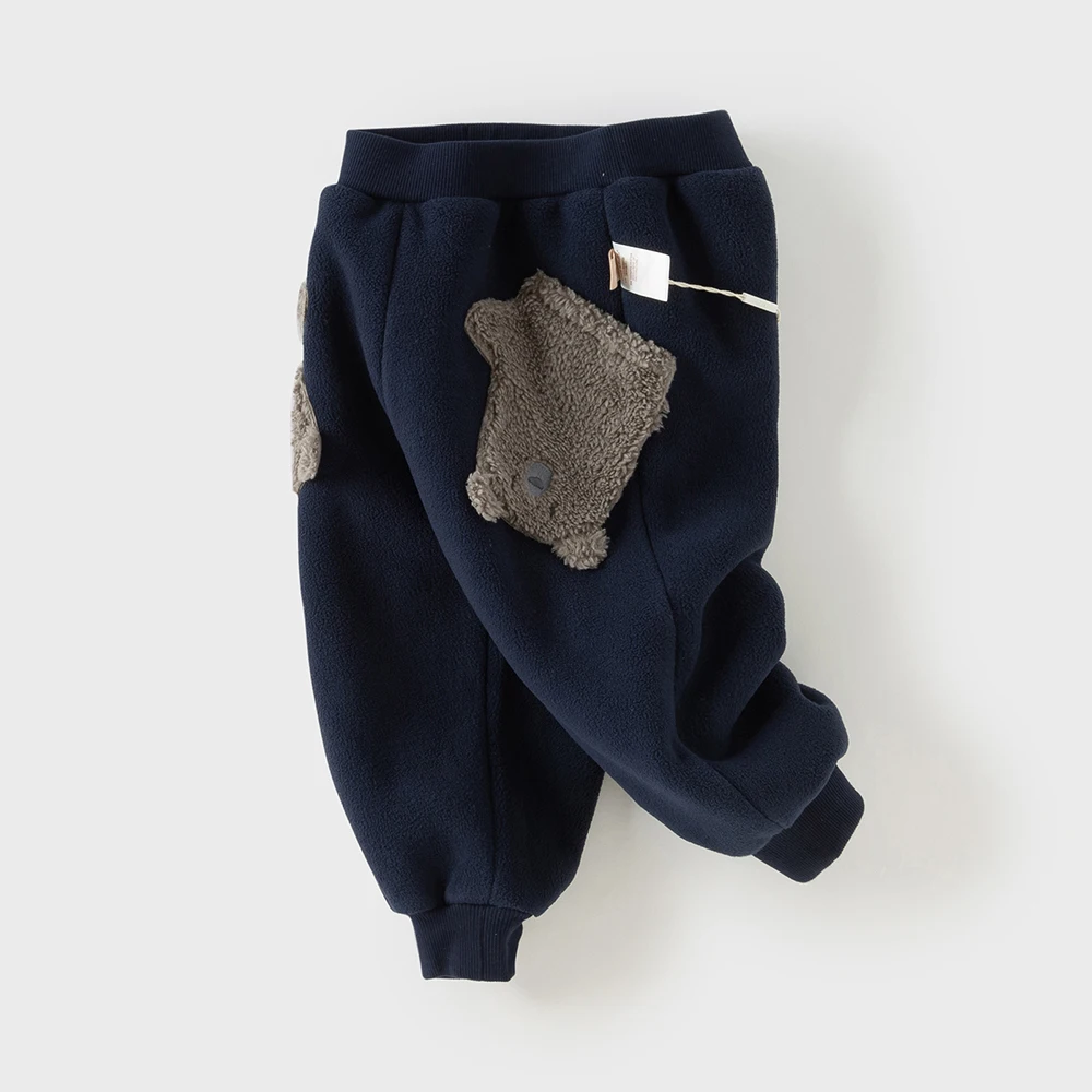 Dave Bella Boys Girls Baby Winter Casual Pants Loose Comfortable Fashion Cute Children's Velvet Trousers Outdoor Warm DB4254872