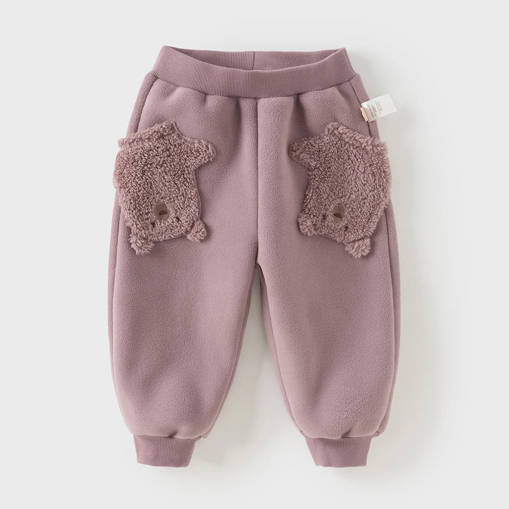 Dave Bella Boys Girls Baby Winter Casual Pants Loose Comfortable Fashion Cute Children's Velvet Trousers Outdoor Warm DB4254872