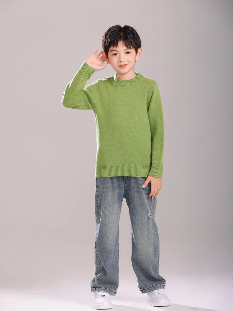 Children's Wool Sweater Pullover Girls Clothes Autumn Winter Boys Thick 100% Merino Wool Knitwear Basic Baby Kids Cashmere Tops