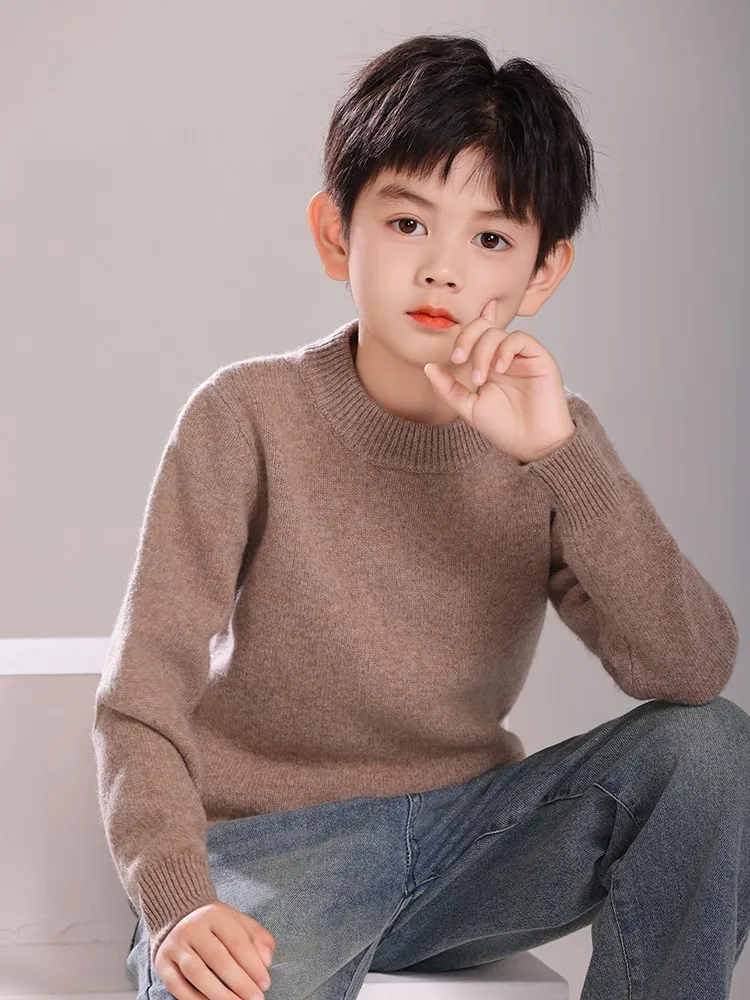 Children's Wool Sweater Pullover Girls Clothes Autumn Winter Boys Thick 100% Merino Wool Knitwear Basic Baby Kids Cashmere Tops