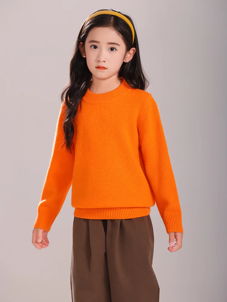 Children's Wool Sweater Pullover Girls Clothes Autumn Winter Boys Thick 100% Merino Wool Knitwear Basic Baby Kids Cashmere Tops