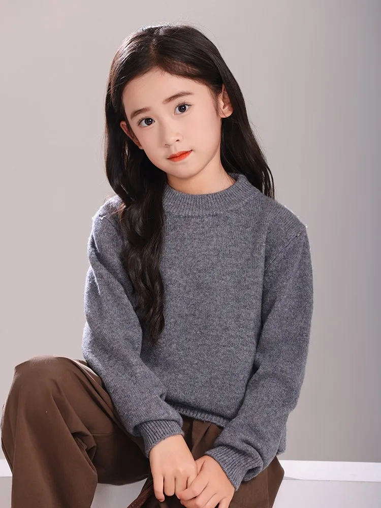 Children's Wool Sweater Pullover Girls Clothes Autumn Winter Boys Thick 100% Merino Wool Knitwear Basic Baby Kids Cashmere Tops