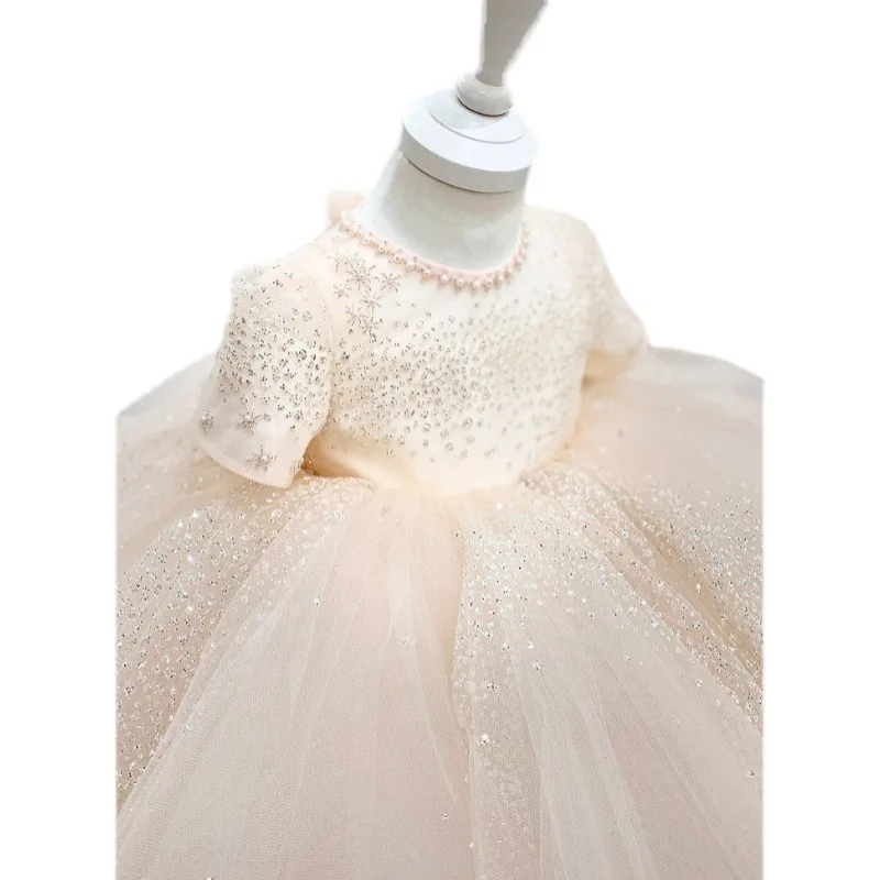 Party Dress 2024 New Kids Princess Dresses Costume Fashion Flower Girl Matching Children First Birthday Elegant Gown Outfit