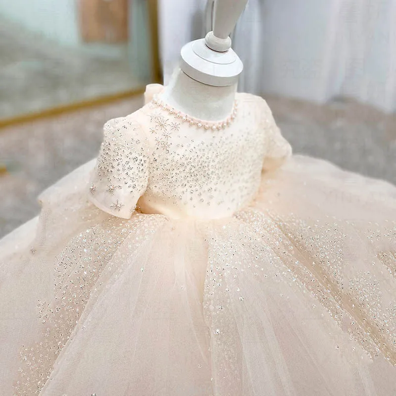 Party Dress 2024 New Kids Princess Dresses Costume Fashion Flower Girl Matching Children First Birthday Elegant Gown Outfit