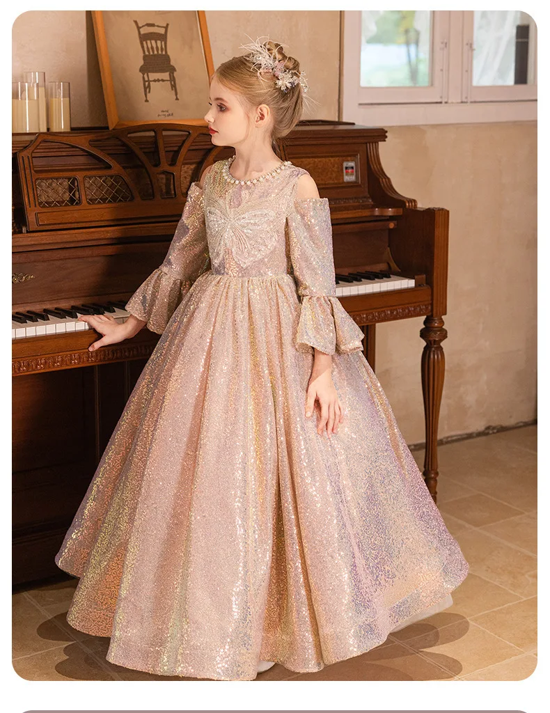 Children's Formal Dress Princess Dress Birthday Flower Girl Little Girl Host Piano Performance Outfit Spring Autumn