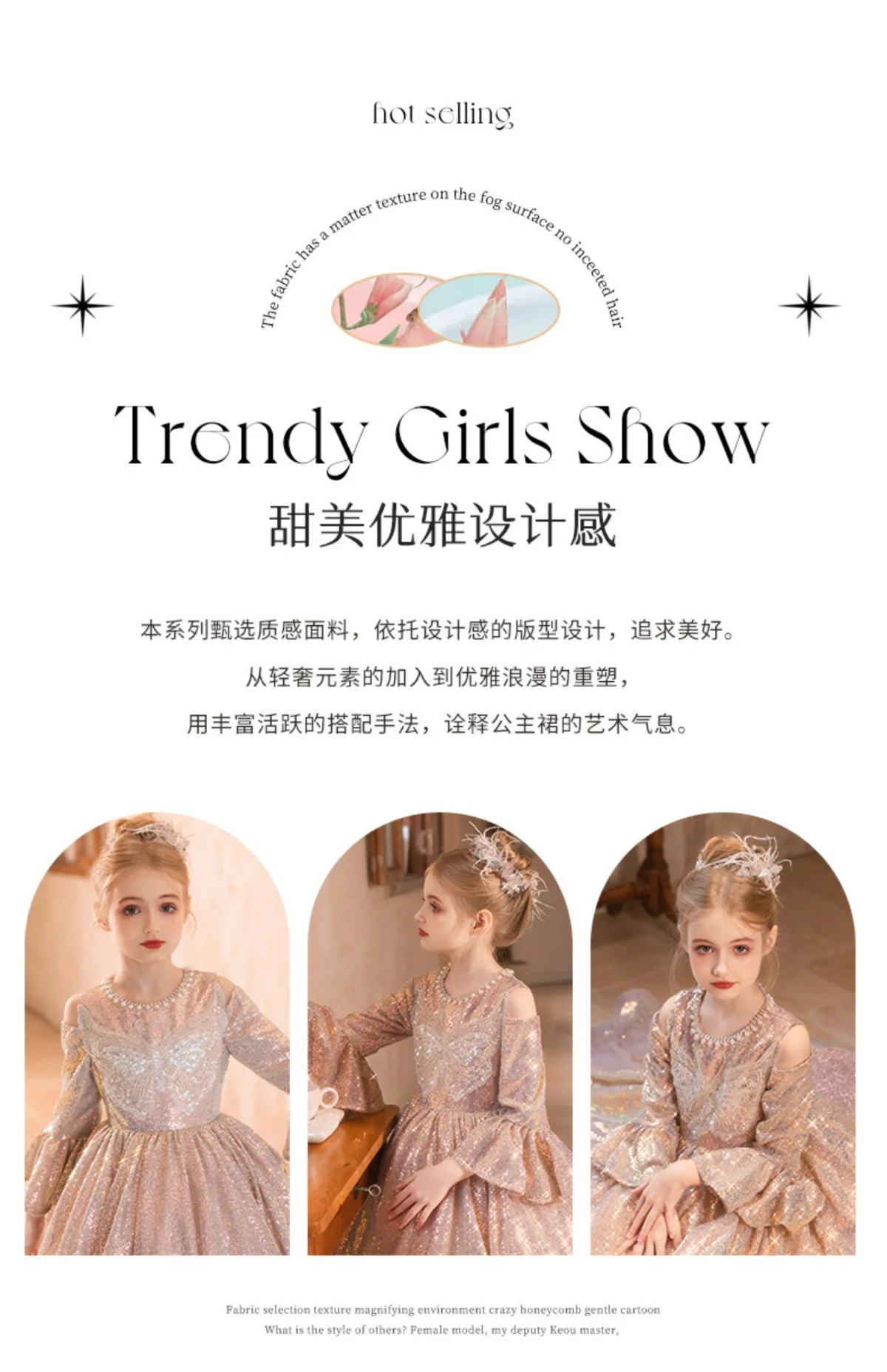 Children's Formal Dress Princess Dress Birthday Flower Girl Little Girl Host Piano Performance Outfit Spring Autumn
