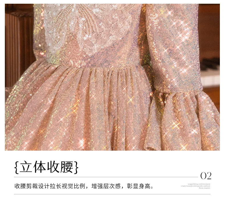 Children's Formal Dress Princess Dress Birthday Flower Girl Little Girl Host Piano Performance Outfit Spring Autumn
