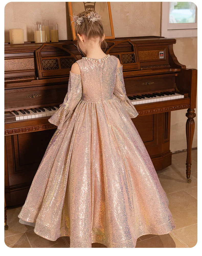 Children's Formal Dress Princess Dress Birthday Flower Girl Little Girl Host Piano Performance Outfit Spring Autumn