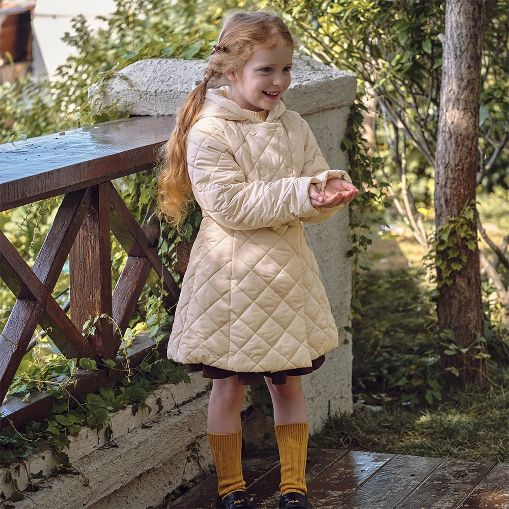 Dave Bella Girls Velvet Coat Winter Autumn Children Thick Warm Jacket Casual Hooded Waterproof Outerwear Kids Clothing DK4254175