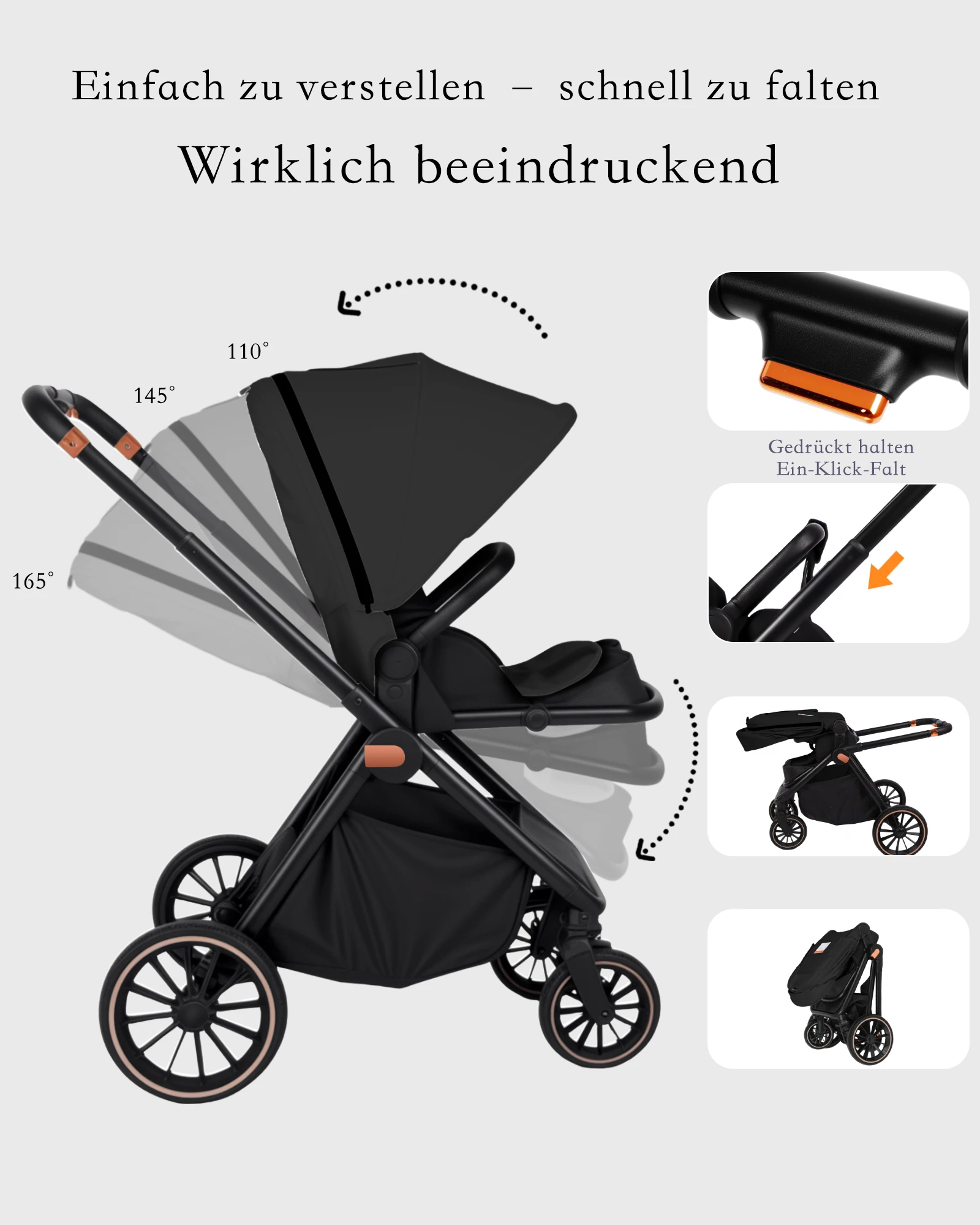 BabyVoyage 4-in-1 Baby Stroller Travel System with Car Seat, ISOFIX Base, High-View Newborn Pram, Bassinet, and 360° Reversible Foldable Design