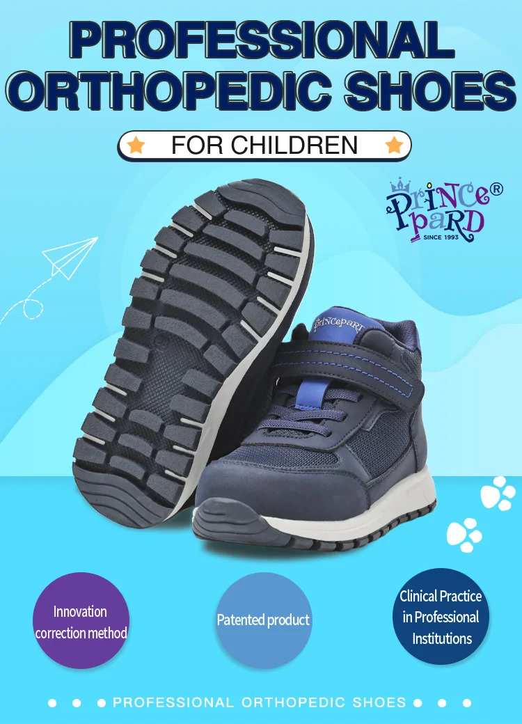 Princepard Children's Boy Sneakers High Top Ankle Support Orthopedic Kids Shoes for Girls Flat Feet with Adjustable Velcro