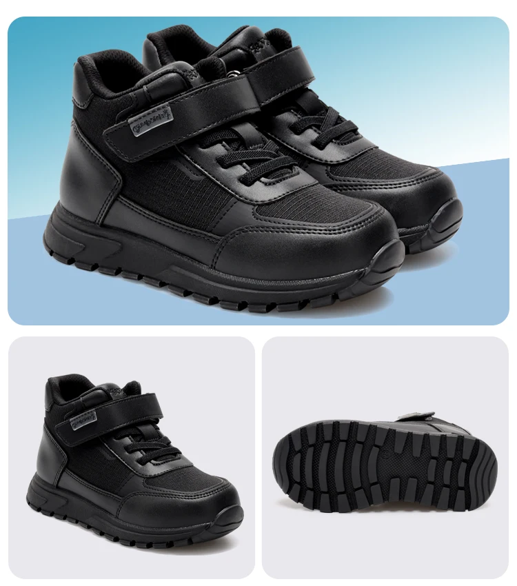 Princepard Children's Boy Sneakers High Top Ankle Support Orthopedic Kids Shoes for Girls Flat Feet with Adjustable Velcro