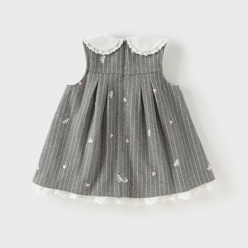 Dave Bella Children's Knitted Dress Winter Gentle Sweet Cute Striped Girl's Baby Thickening Dress Party Outdoor DB4254339