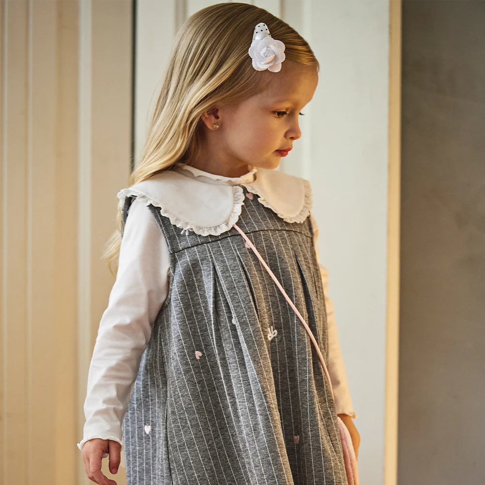 Dave Bella Children's Knitted Dress Winter Gentle Sweet Cute Striped Girl's Baby Thickening Dress Party Outdoor DB4254339