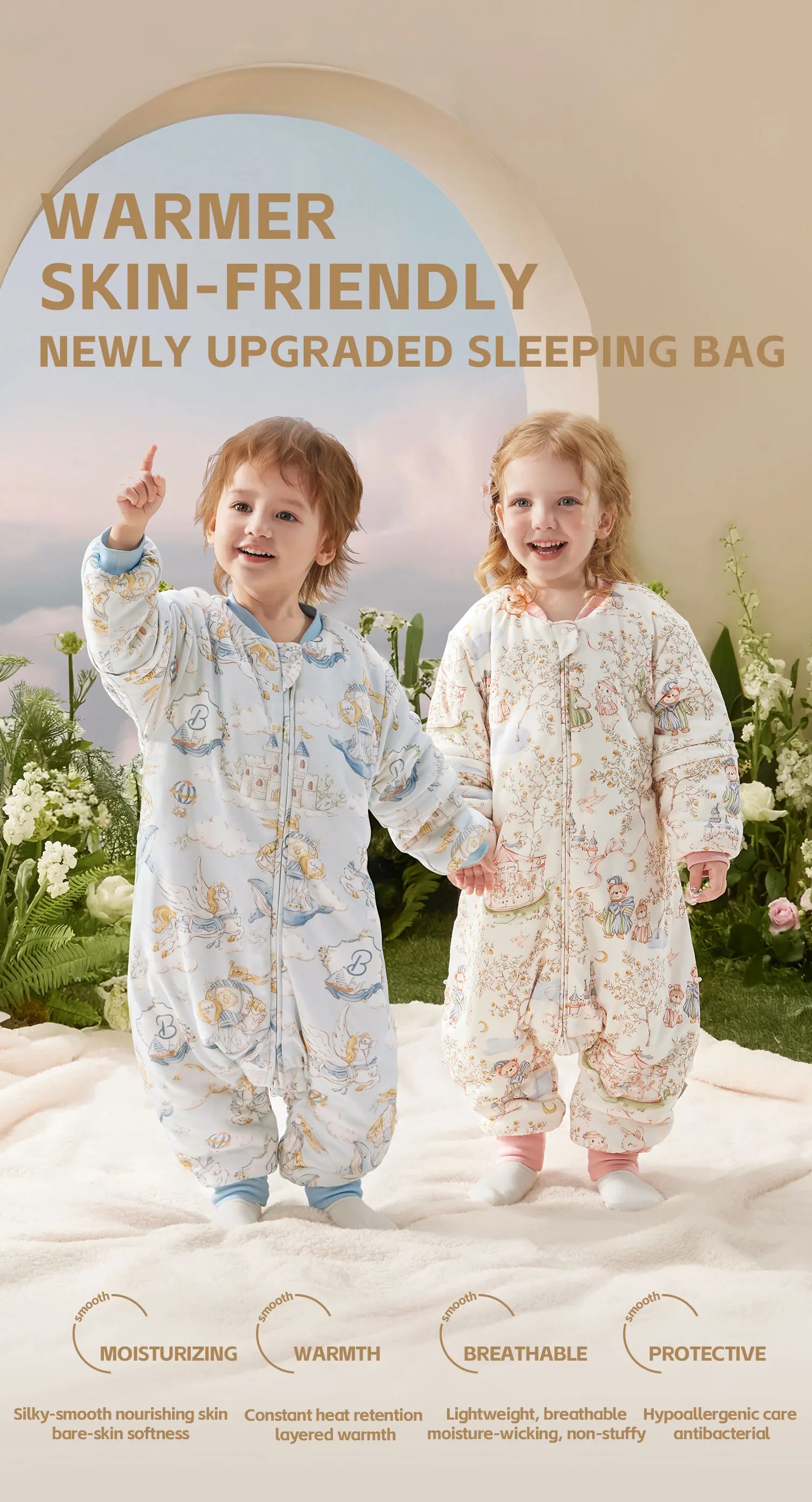 AIBEDILA Baby Sleep Sack Soft Cozy Infant Sleeping Bag Super Warm Quilted Wearable Blanket with Removable Sleeves 6M-7Y Boy/girl