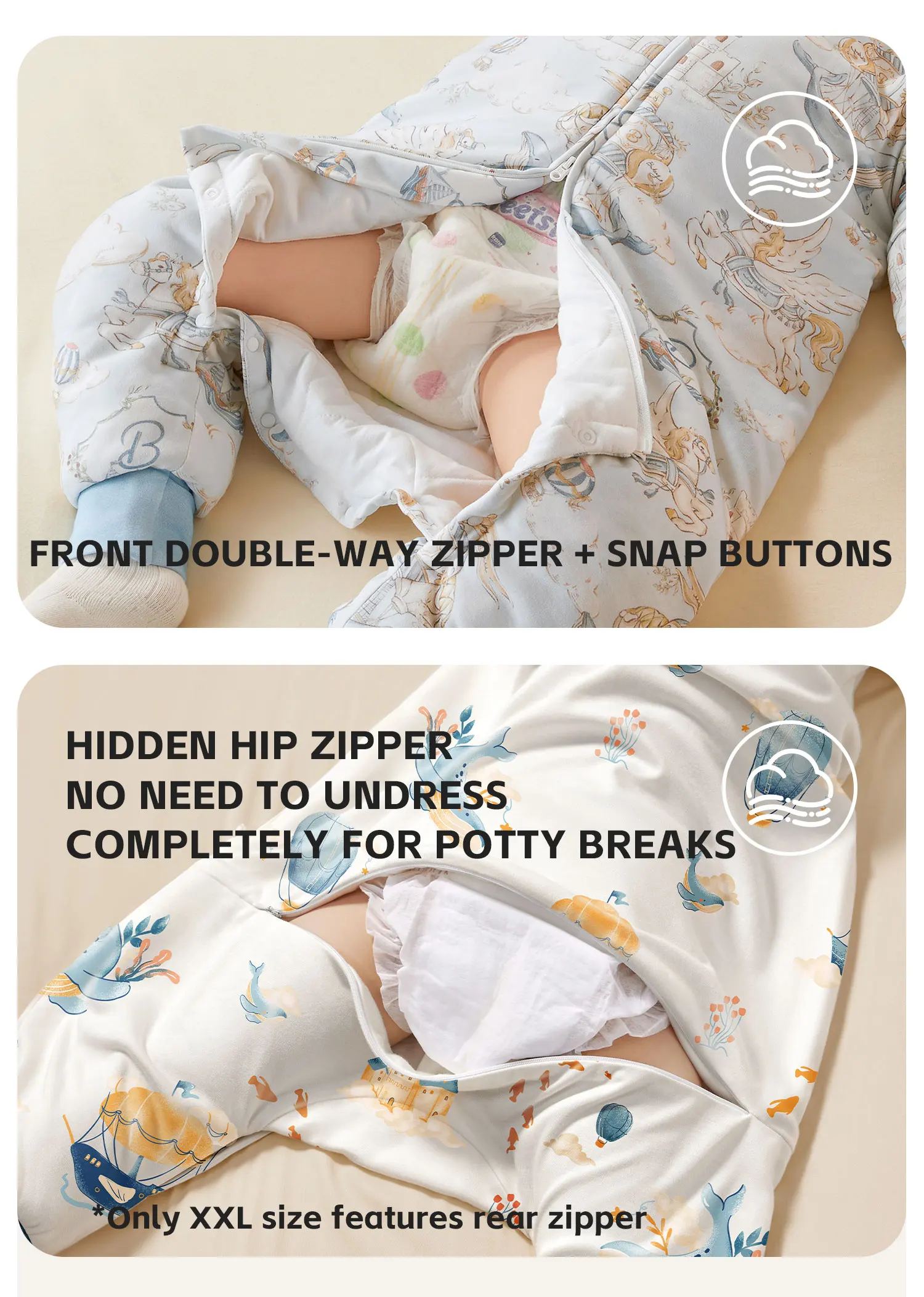 AIBEDILA Baby Sleep Sack Soft Cozy Infant Sleeping Bag Super Warm Quilted Wearable Blanket with Removable Sleeves 6M-7Y Boy/girl