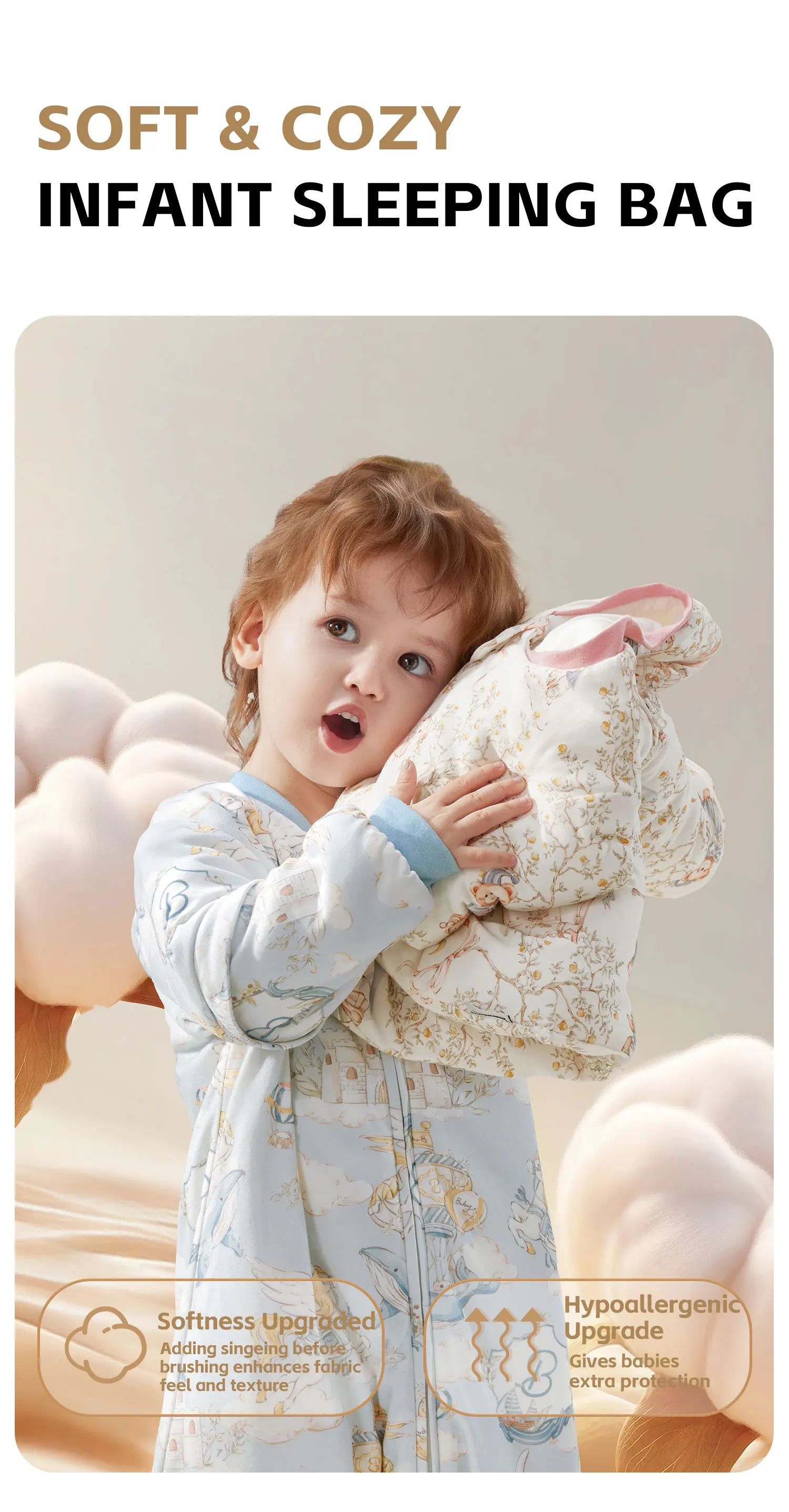 AIBEDILA Baby Sleep Sack Soft Cozy Infant Sleeping Bag Super Warm Quilted Wearable Blanket with Removable Sleeves 6M-7Y Boy/girl