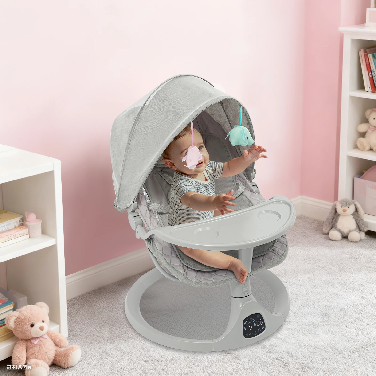 Bluetooth Baby Cradle for Toddlers Baby Strollers 20kg Load Bearing Capacity with Remote Control for Children Aged 0-18 Months