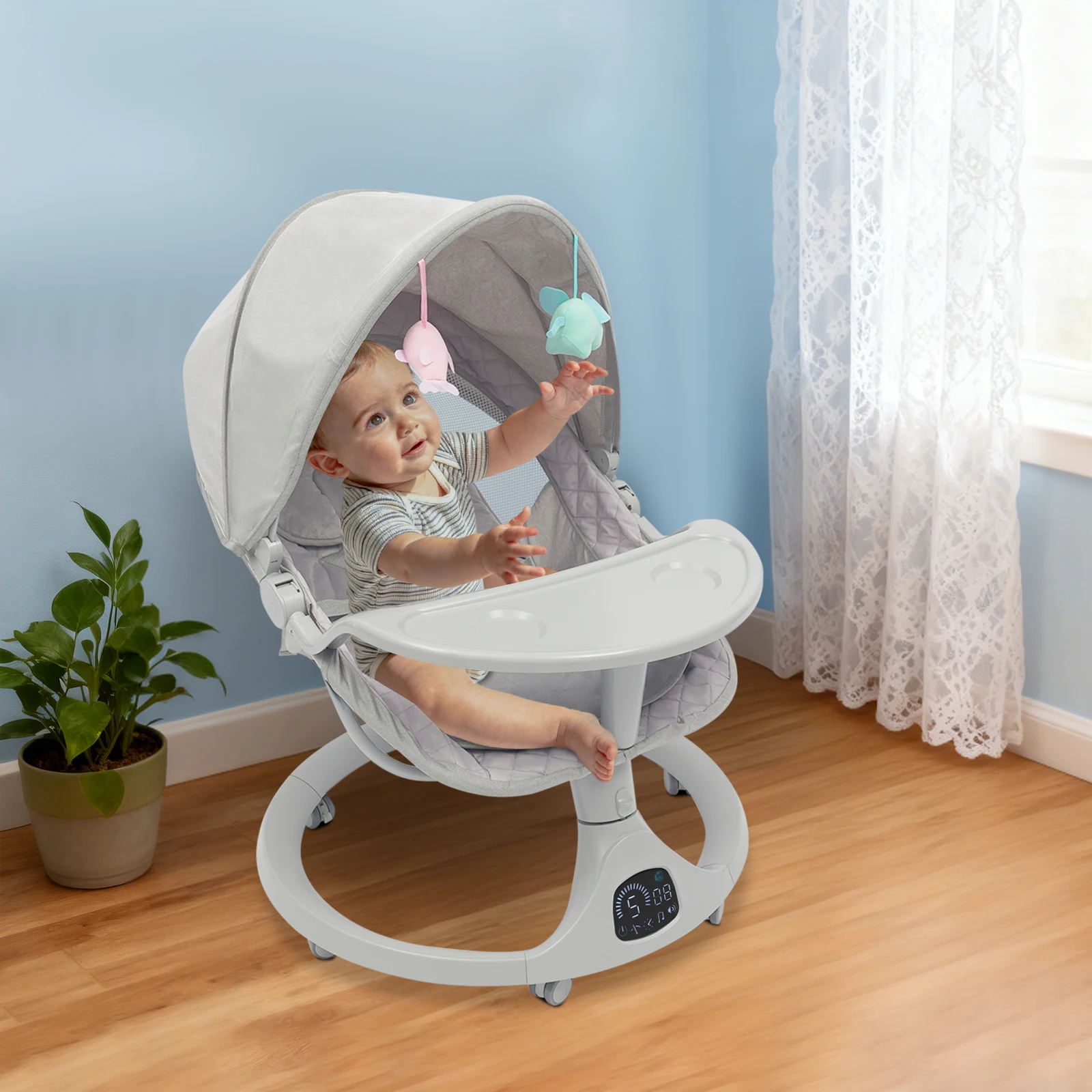 Bluetooth Baby Cradle for Toddlers Baby Strollers 20kg Load Bearing Capacity with Remote Control for Children Aged 0-18 Months