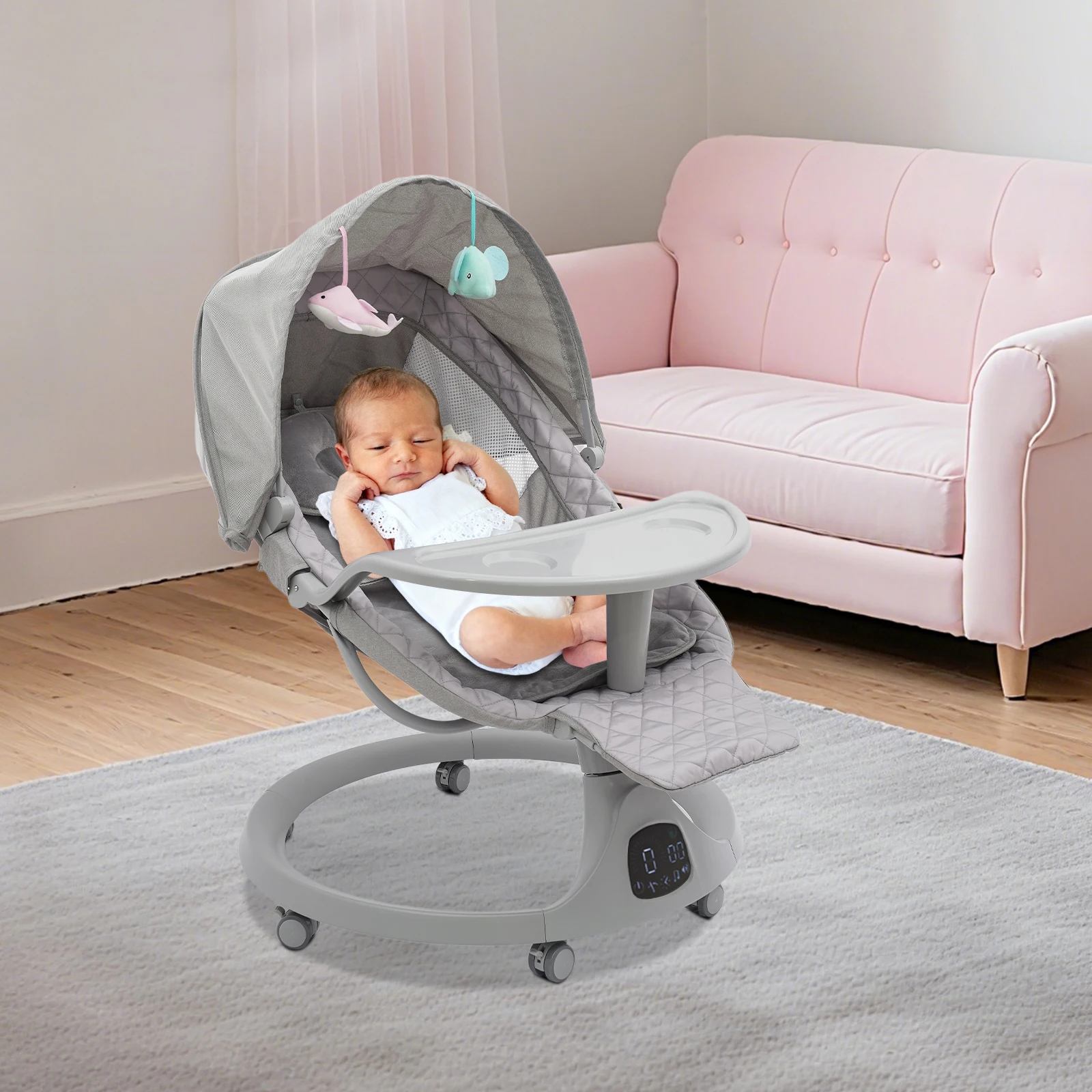 Bluetooth Baby Cradle for Toddlers Baby Strollers 20kg Load Bearing Capacity with Remote Control for Children Aged 0-18 Months