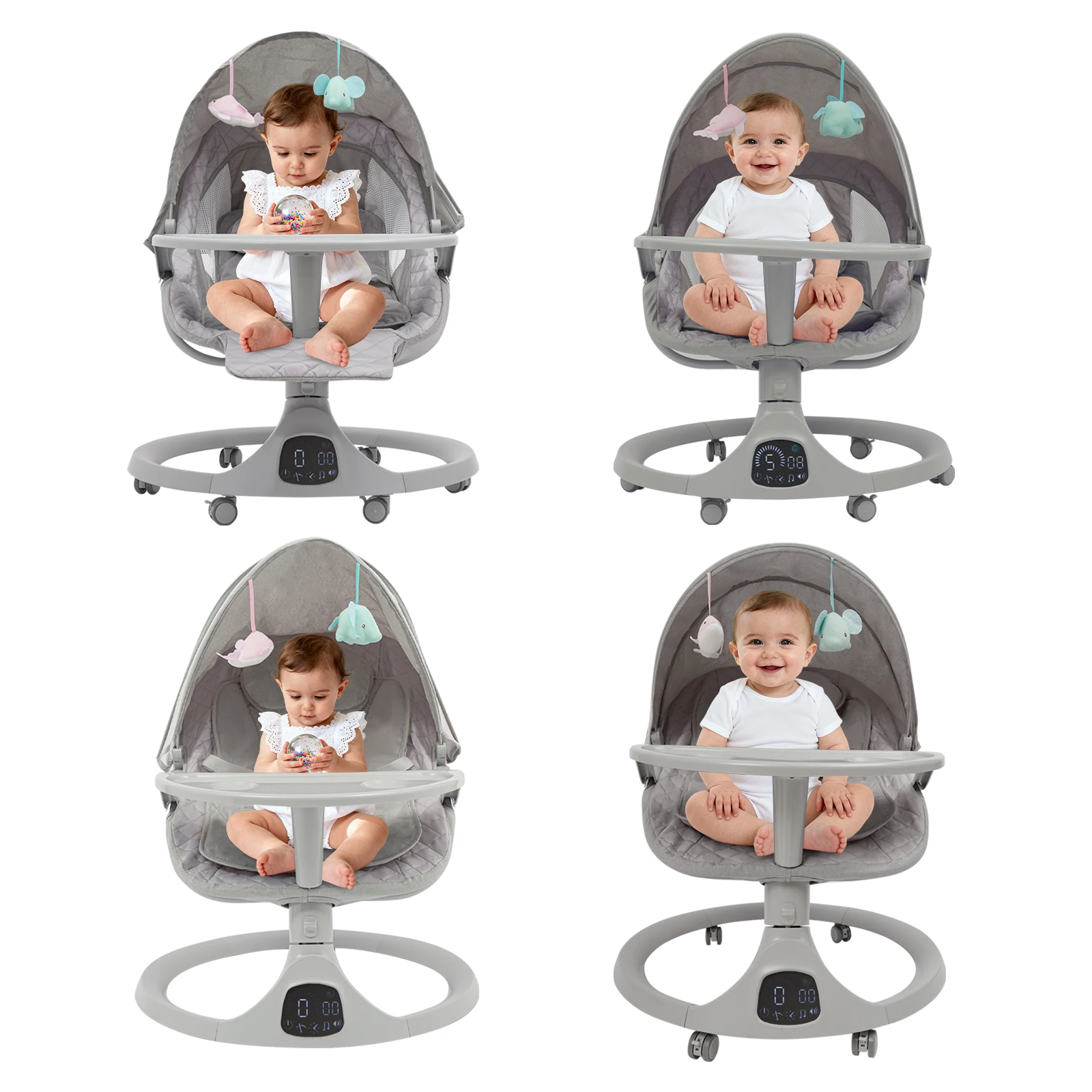 Bluetooth Baby Cradle for Toddlers Baby Strollers 20kg Load Bearing Capacity with Remote Control for Children Aged 0-18 Months