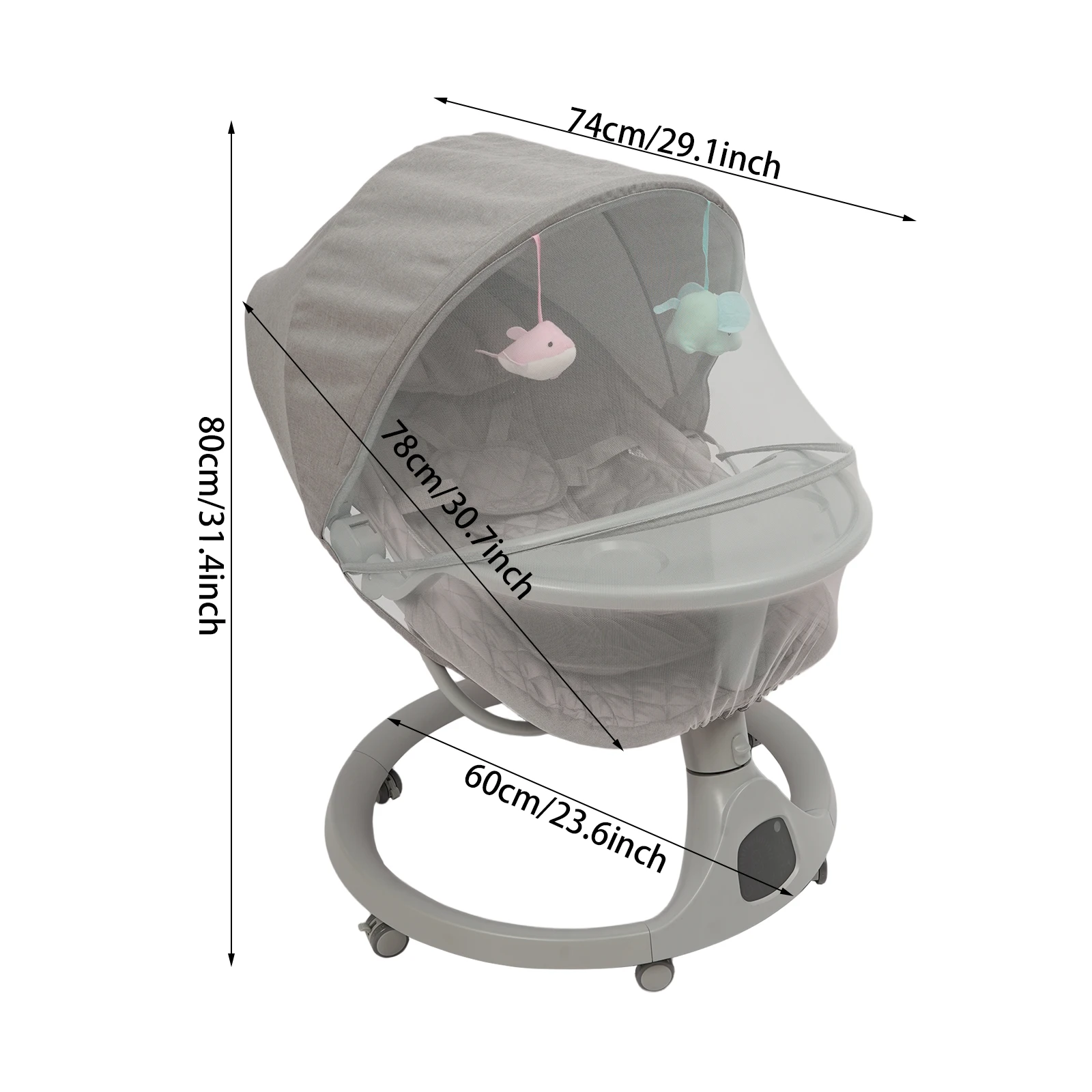 Bluetooth Baby Cradle for Toddlers Baby Strollers 20kg Load Bearing Capacity with Remote Control for Children Aged 0-18 Months