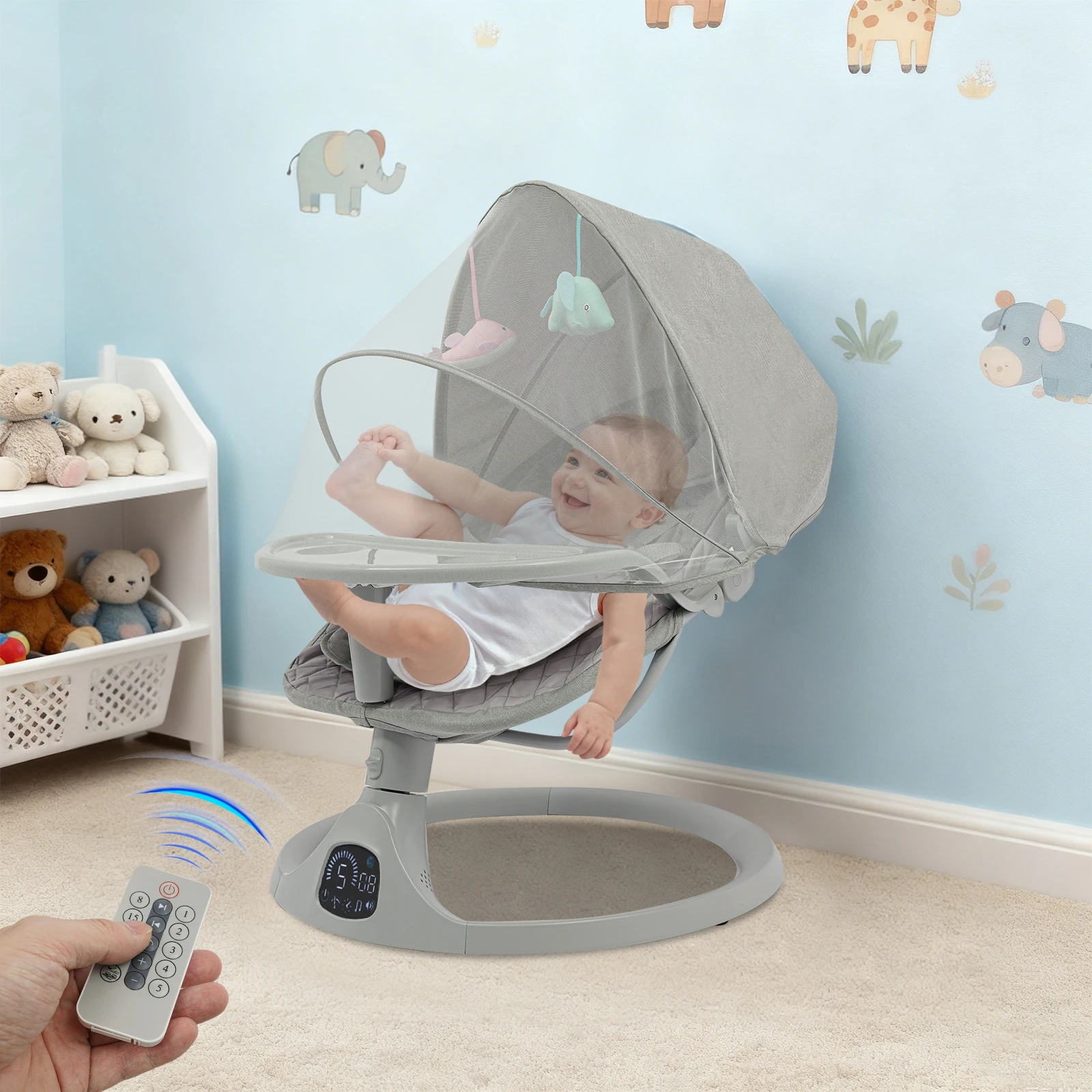 Bluetooth Baby Cradle for Toddlers Baby Strollers 20kg Load Bearing Capacity with Remote Control for Children Aged 0-18 Months