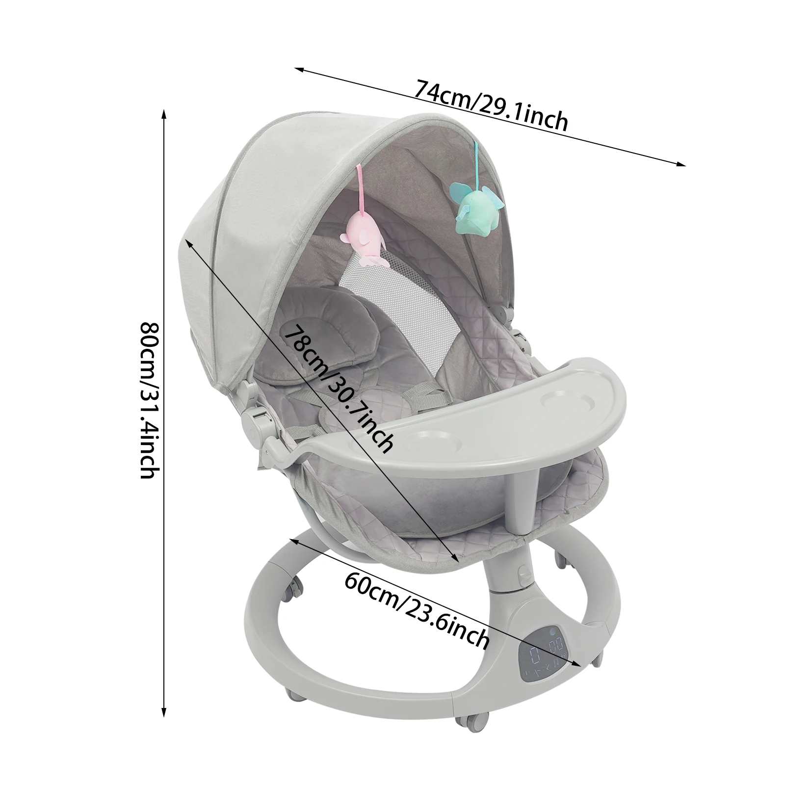 Bluetooth Baby Cradle for Toddlers Baby Strollers 20kg Load Bearing Capacity with Remote Control for Children Aged 0-18 Months