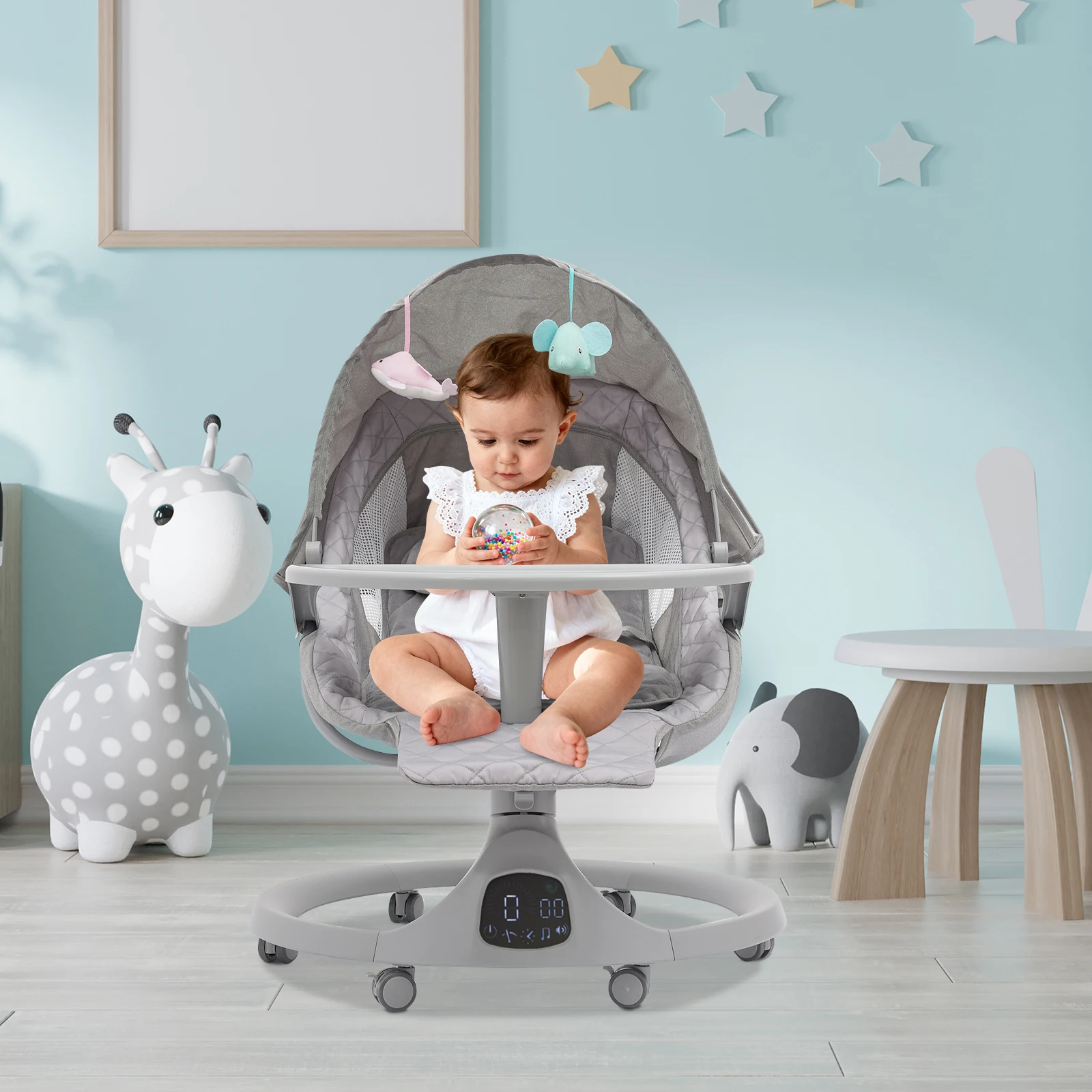Bluetooth Baby Cradle for Toddlers Baby Strollers 20kg Load Bearing Capacity with Remote Control for Children Aged 0-18 Months