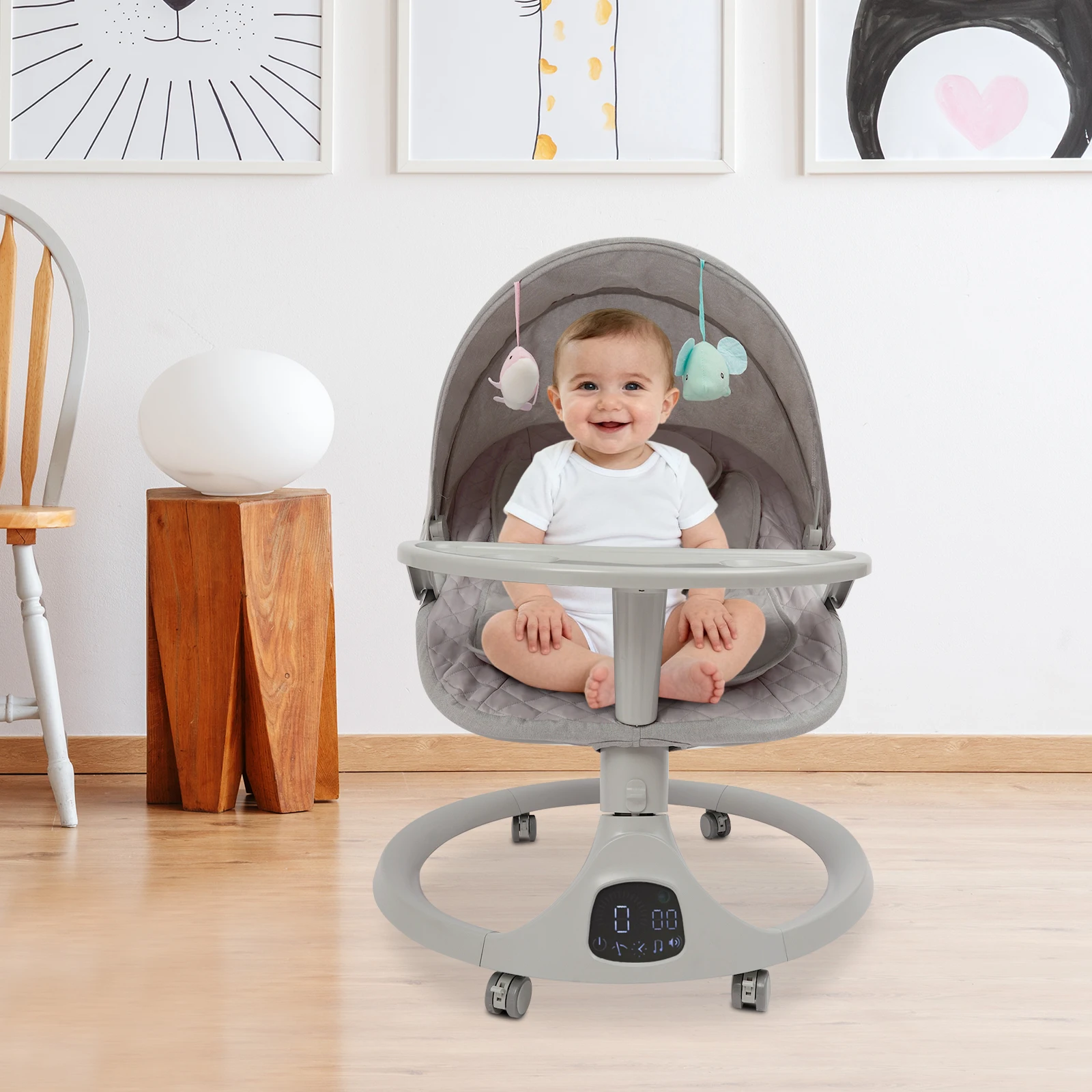 Bluetooth Baby Cradle for Toddlers Baby Strollers 20kg Load Bearing Capacity with Remote Control for Children Aged 0-18 Months