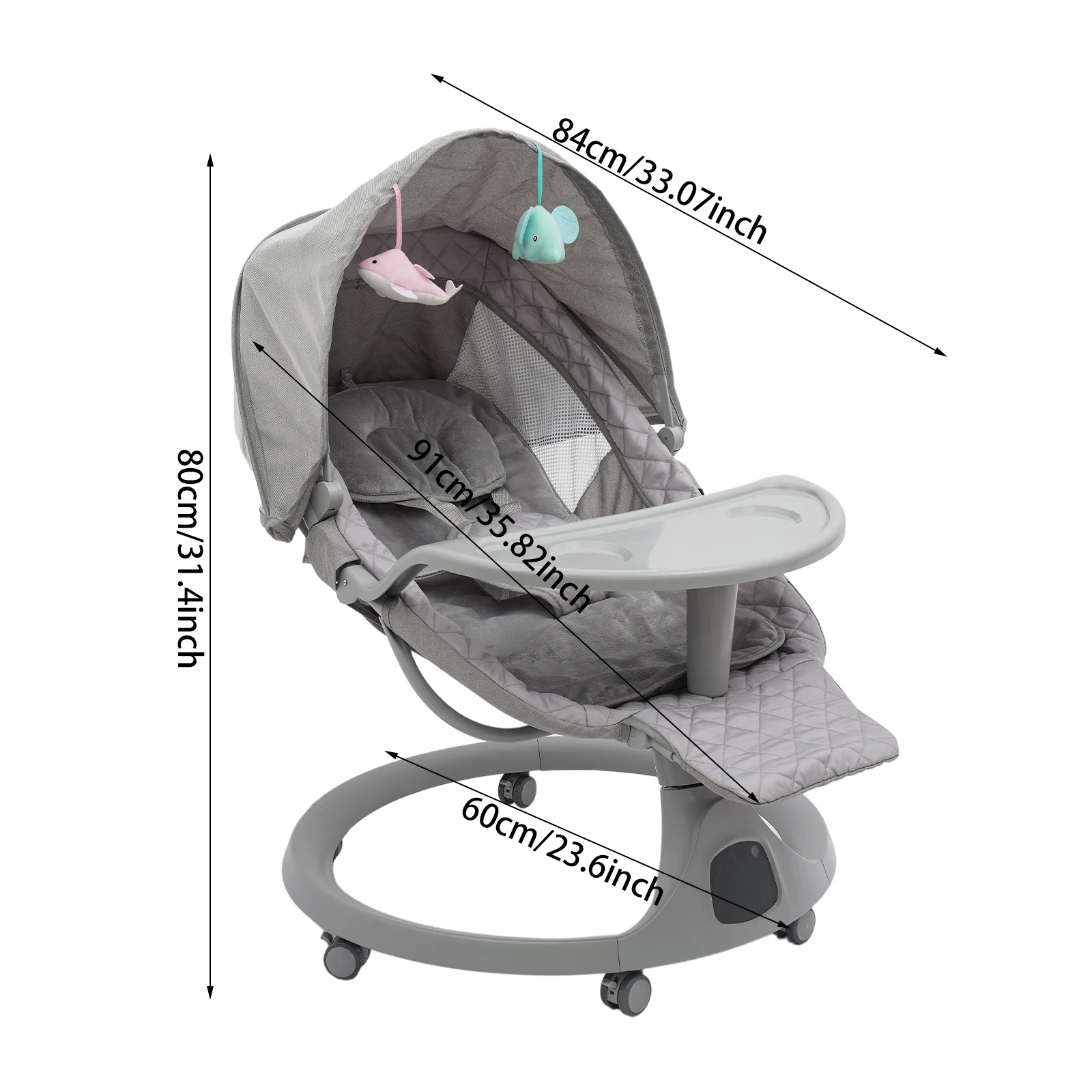 Bluetooth Baby Cradle for Toddlers Baby Strollers 20kg Load Bearing Capacity with Remote Control for Children Aged 0-18 Months