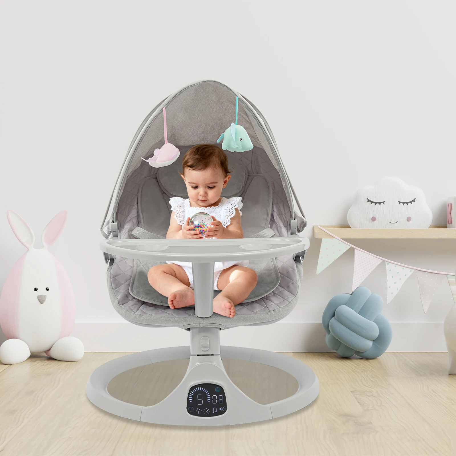 Bluetooth Baby Cradle for Toddlers Baby Strollers 20kg Load Bearing Capacity with Remote Control for Children Aged 0-18 Months